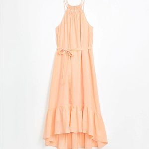 LOFT Flounce Halter Midi Dress - Color: Delicate Shell Peach - Medium